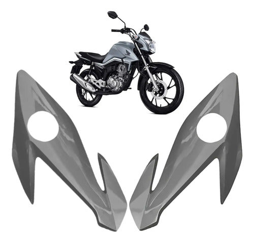 Par de Bananinhas Carenagens Laterais do Farol Paramotos Honda Cg 160 Titan 2022 a 2024 Prata Ibiúna