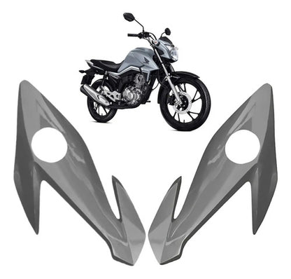 Par de Bananinhas Carenagens Laterais do Farol Paramotos Honda Cg 160 Titan 2022 a 2024 Prata Ibiúna