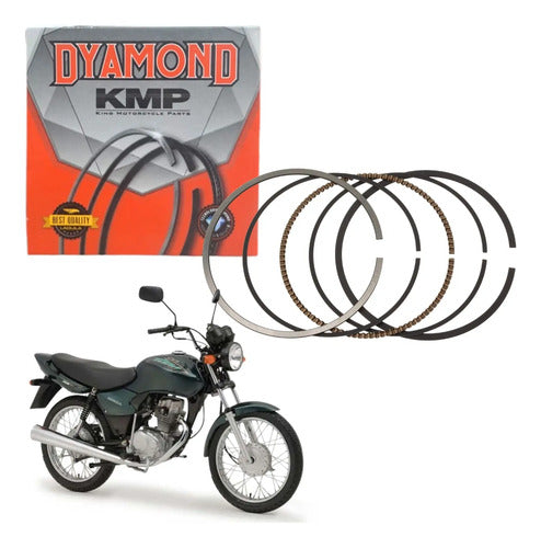 Jogo de Anéis do Pistão KMP Dyamond Honda Cg 125 Titan Fan 2000 a 2008 Bros 125 2003 a 2005 0,25