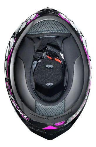 Capacete LS2 FF810 Vigo Sarbul Preto Rosa Brilhante
