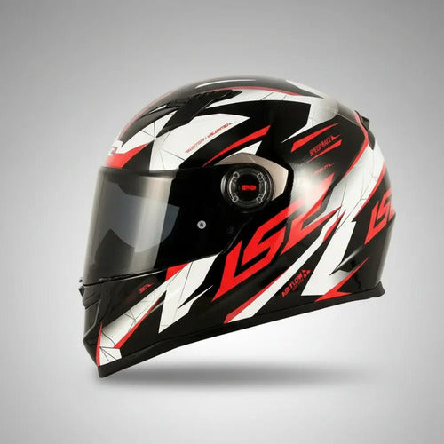 Capacete LS2 FF358 Draze Preto Branco Vermelho Brilhante
