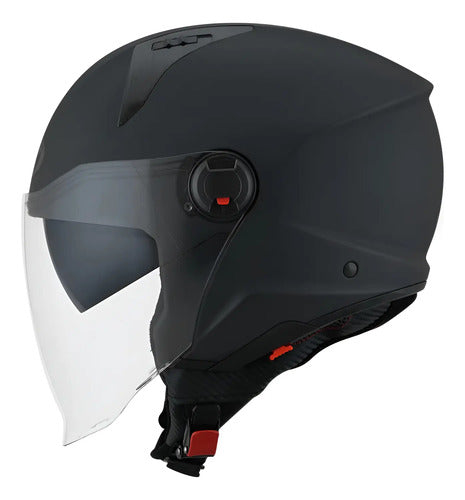 Capacete Aberto KYT D-City Solid com Óculos Solar Interno Preto Fosco