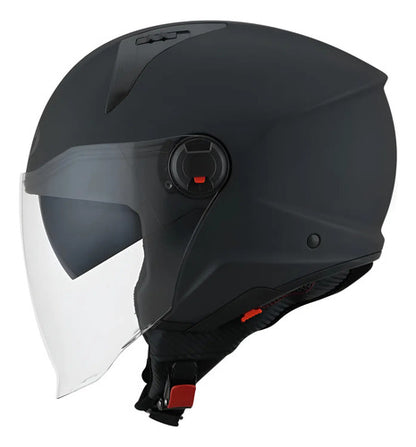 Capacete Aberto KYT D-City Solid com Óculos Solar Interno Preto Fosco