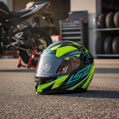 Capacete LS2 FF358 Draze Preto Amarelo Verde Brilhante Tamanho 60/L