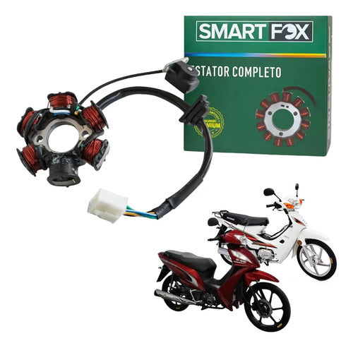 Magneto Estator com Bobina de Pulso Smartfox Shineray Phoenix 50 Xy 50q 6 Bobinas 2011 a 2022