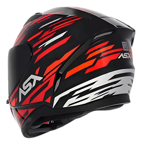 Capacete ASX City Arrow Preto Vermelho Branco Brilhante
