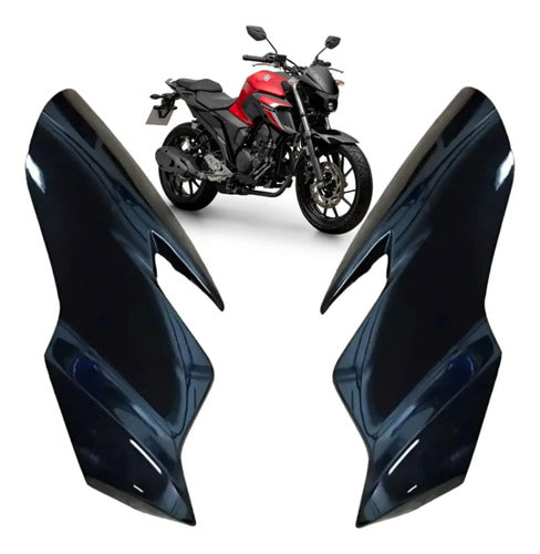 Par de Carenagens Laterais do Farol Paramotos Yamaha Fazer Fz25 250 2022 a 2024 Preto Metálico