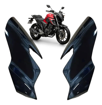 Par de Carenagens Laterais do Farol Paramotos Yamaha Fazer Fz25 250 2022 a 2024 Preto Metálico