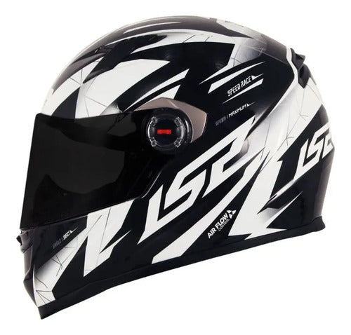 Capacete LS2 FF358 Draze Preto Branco Brilhante Tamanho 56/S