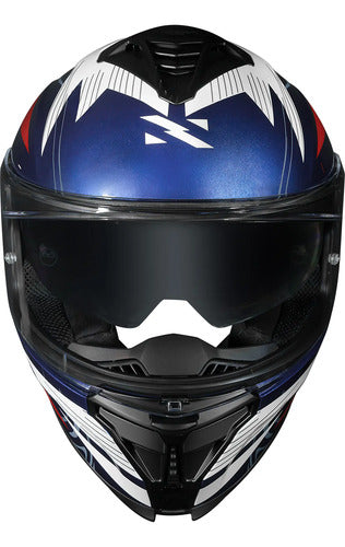 Capacete Norisk Strada II ST com Óculos Solar Interno Branco Azul Vermelho Brilhante
