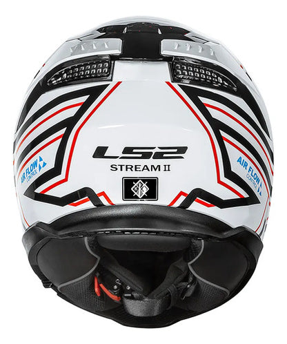Capacete LS2 FF808 Stream II Maze com Óculos Solar Interno Branco Preto Brilhante