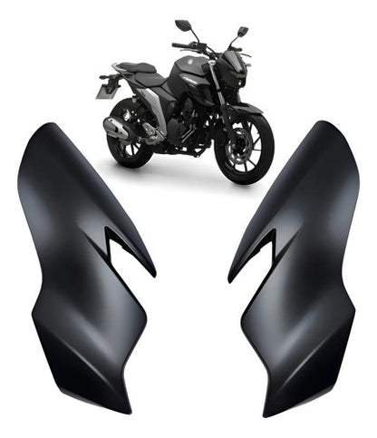 Par de Carenagens Laterais do Farol Paramotos Yamaha Fazer Fz25 250 2022 a 2024 Preto Fosco