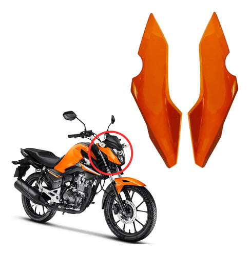 Par de Carenagens Laterais do Farol Paramotos Honda Cg 160 Titan Fan Start 2025 em diante Laranja