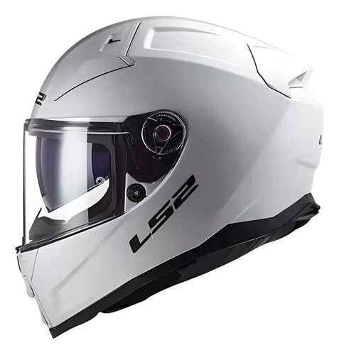 Capacete LS2 FF811 Vector II Solid com Óculos Solar Interno Branco Brilhante Tamanho 58/M
