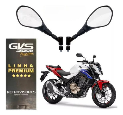 Par de Retrovisores GVS Premium Giro 360 Universal Rosca Honda Lente Convexa