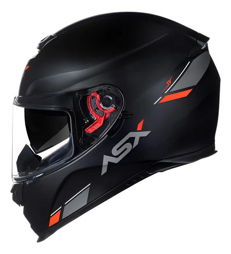 Capacete ASX Eagle SV Solid com Óculos Solar Interno Preto Grafite Vermelho Fosco