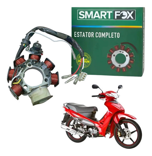 Magneto Estator com Bobina de Pulso Smartfox Dafra Zig 100 Yamaha Crypton 105