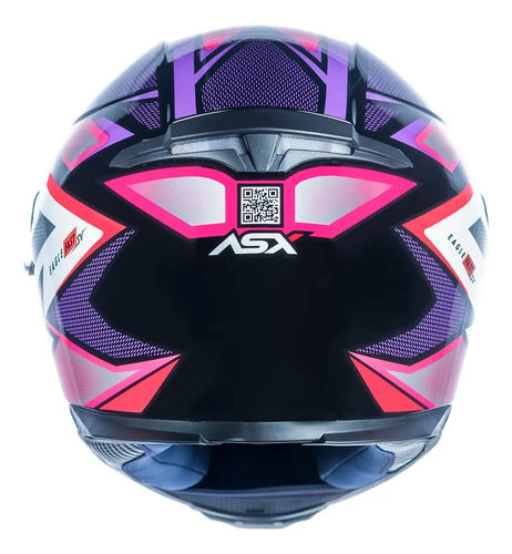 Capacete ASX Eagle SV Fast com Óculos Solar Interno Preto Lilás Rosa Brilhante