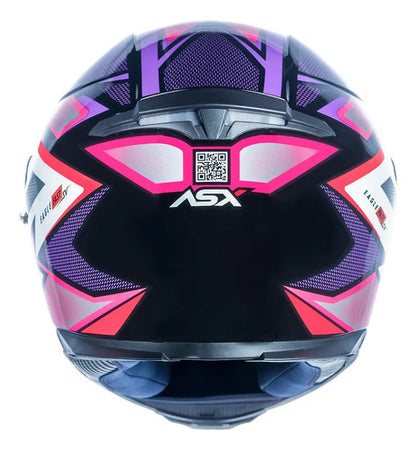 Capacete ASX Eagle SV Fast com Óculos Solar Interno Preto Lilás Rosa Brilhante