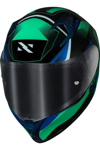 Capacete Norisk Flow Pulse com 2 Viseiras e Spoiler Verde Azul