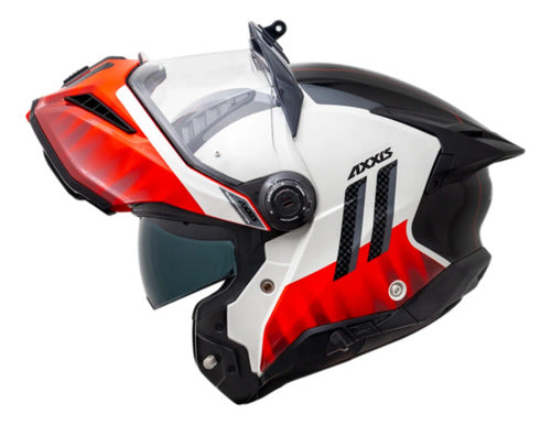 Capacete Escamoteável Axxis Ghostfighter SV Grid Branco Vermelho Brilhante Tamanho 60