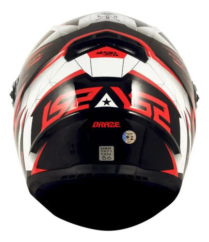 Capacete LS2 FF358 Draze Preto Branco Vermelho Brilhante