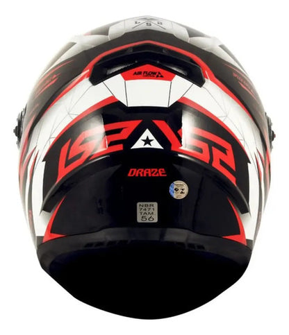 Capacete LS2 FF358 Draze Preto Branco Vermelho Brilhante