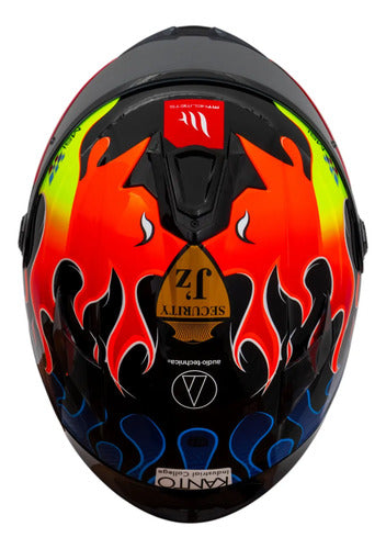 Capacete MT Helmets Targo S Yamanaka 2024 Preto Vermelho Laranja Brilhante