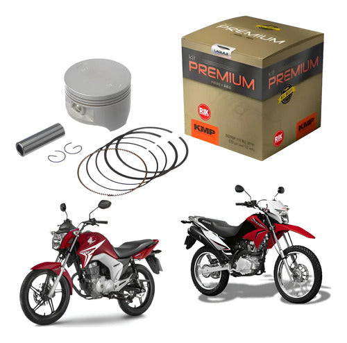Kit Pistão com Anéis KMP Premium Honda Cg 150 Titan Fan 2004 a 2015 Bros 150 2006 a 2015 4,00 mm