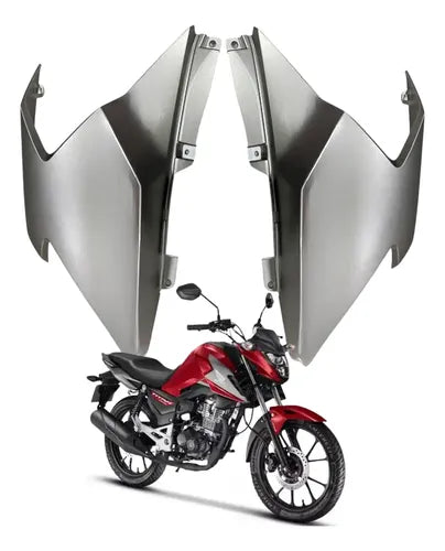 Par de Aletas Abas do Tanque Paramotos Honda Cg 160 Titan 2025 em diante Cinza Vermelho Fosco