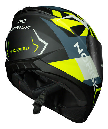 Capacete Norisk Razor Godspeed Azul Verde Fosco