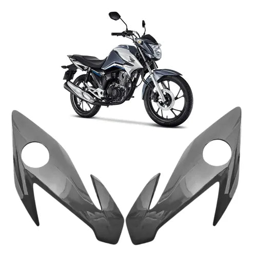 Par de Bananinhas Carenagens Laterais do Farol Paramotos Honda Cg 160 Titan Fan 2016 Cinza