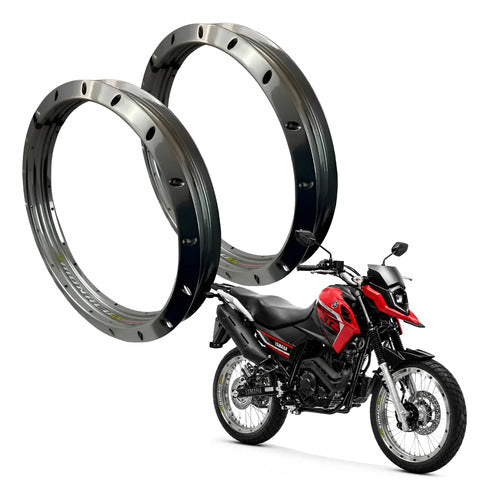 Par de Aros de Roda GS Monaco Yamaha Crosser 150 1.85x19 e 2.15x17 Prata Cromado