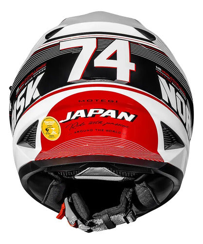 Capacete Norisk FF302 Soul II Grand Prix Japão com Óculos Solar Interno Branco