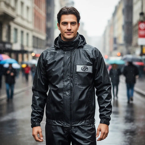 Capa de Chuva Conjunto Alba Europa PVC Masculina Preto