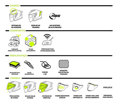 Capacete Aberto Norisk Downtown II Solid com Óculos Solar Interno Preto Fosco