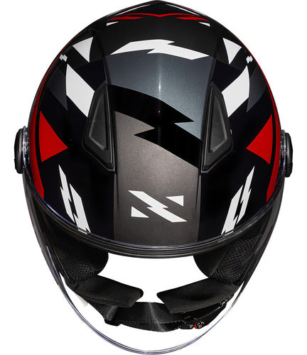 Capacete Aberto Norisk Orion Denver Preto Vermelho Brilhante Tamanho 58/M