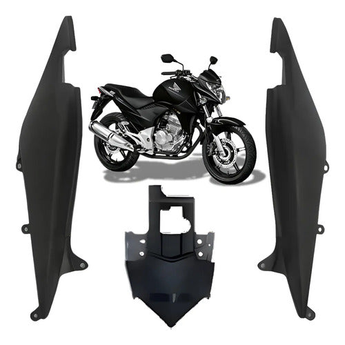 Kit Rabeta Lateral Completa Paramotos Honda Cb 300r 2013 em diante Preto Fosco