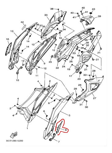 Moldura da Tampa Lateral Esquerda Yamaha Fazer Fz25 250 2018 em diante