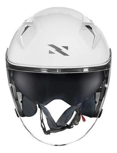 Capacete Aberto Norisk Downtown II Solid com Óculos Solar Interno Branco Brilhante Tamanho 60/L