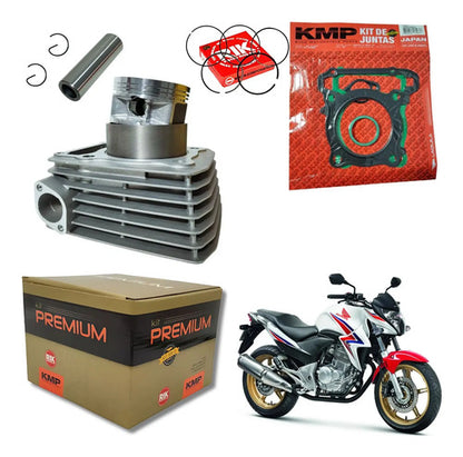 Kit Cilindro Pistão Anéis e Juntas KMP Premium Honda Xre 300 2009 a 2022 Cb 300r 2009 a 2015