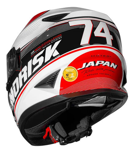 Capacete Norisk FF302 Soul II Grand Prix Japão com Óculos Solar Interno Branco