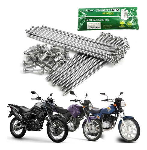 Jogo de Raios Traseiro Smartfox Yamaha Factor 125 Rd 135 Crosser 150 4 mm Cromado