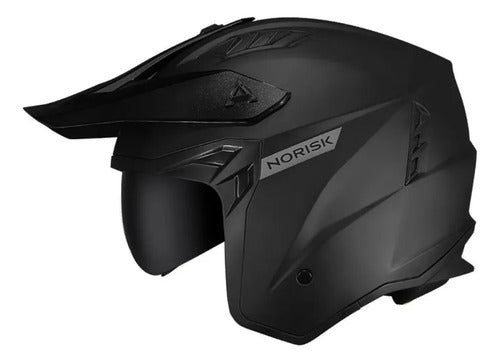 Capacete Aberto Norisk Darth II Solid com Óculos Preto Fosco