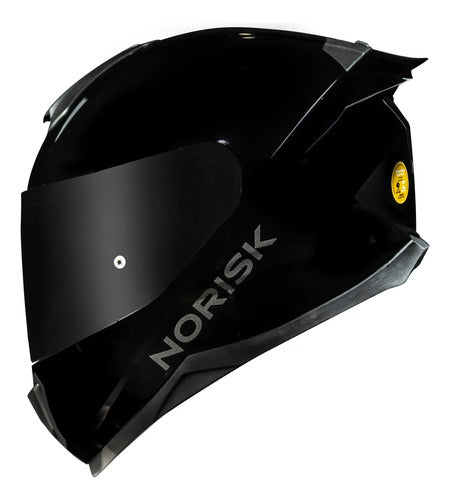 Capacete Norisk Razor Solid com 2 Viseiras e Spoiler Preto Brilhante