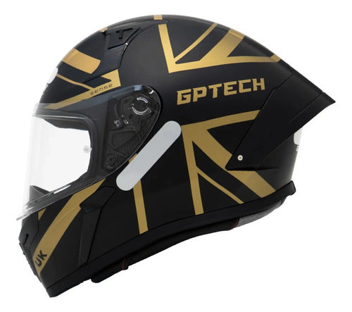 Capacete GP Tech Sense UK Preto Dourado Fosco Tamanho 58