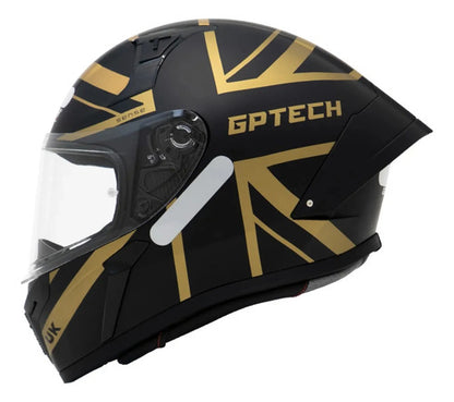 Capacete GP Tech Sense UK Preto Dourado Fosco Tamanho 58