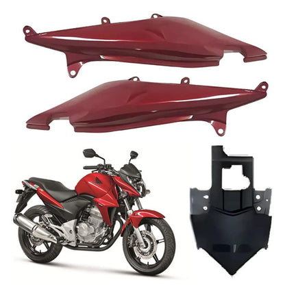 Kit Rabeta Lateral Completa Paramotos Honda Cb 300r 2013 Vermelho Perolizado