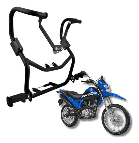 Protetor de Motor com Pedaleira Chapam Honda Bros 160 2016 a 2024 Preto Fosco