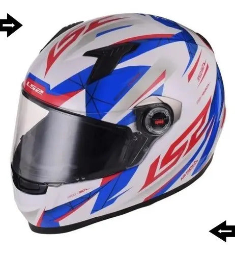 Capacete LS2 FF358 Draze Branco Azul Vermelho Brilhante Tamanho 62/XL